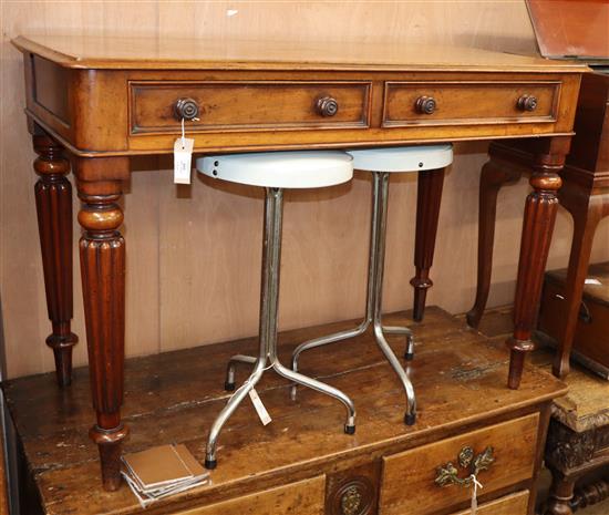 A Victorian mahogany two drawer side table W.104cm